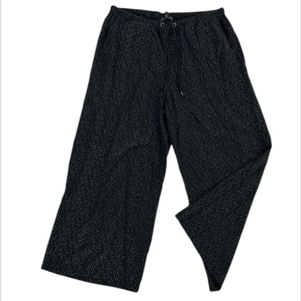 Eileen Fisher Morse code wide leg tencel pull on draw string pants size medium